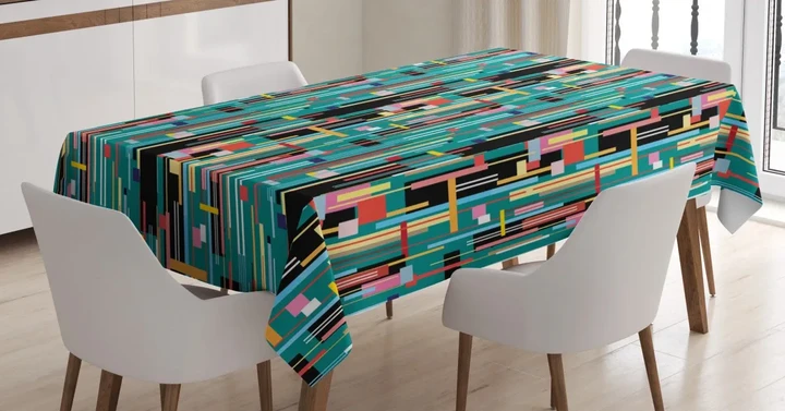 Quirky Modern Geometric Art Design Printed Tablecloth Home Decor
