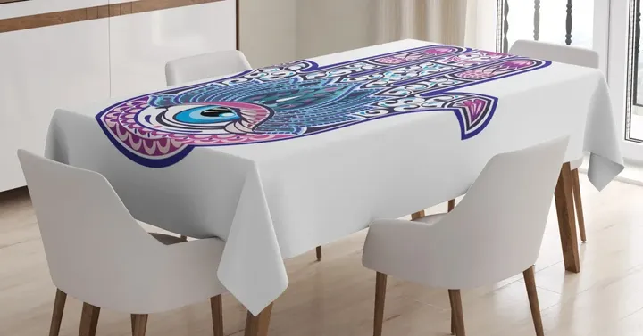 All Seeing Eye Lotus Motif Design Printed Tablecloth Home Decor