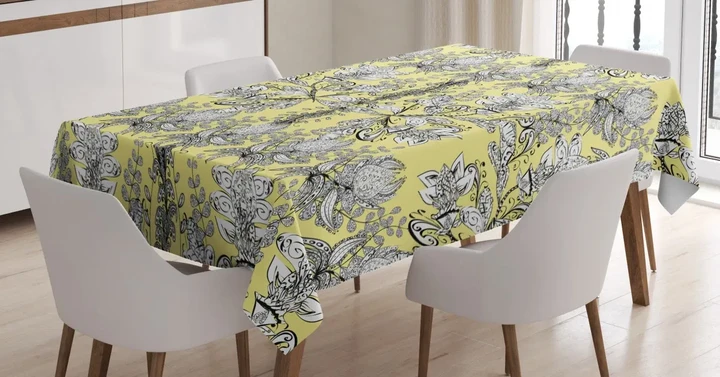 Floral Swirl Pattern Design Printed Tablecloth Home Decor