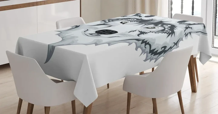 Tribal Wild Wolf Tattoo Design Printed Tablecloth Home Decor