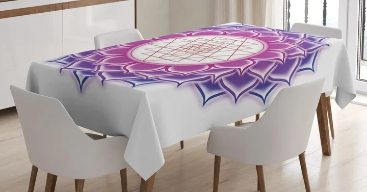 Mystical Yantra Mandala Design Printed Tablecloth Home Decor