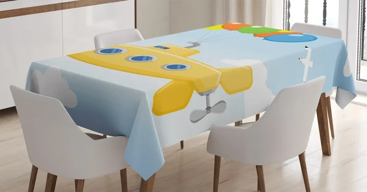 Colorful Balloons Flying In The Sky Design Printed Tablecloth Home Decor