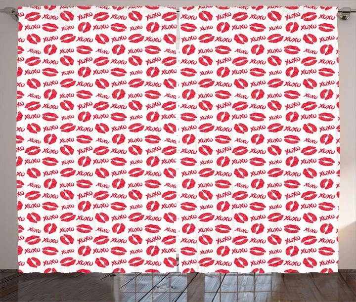 Lipstick Kiss Acronym Pattern Printed Window Curtain Door Curtain
