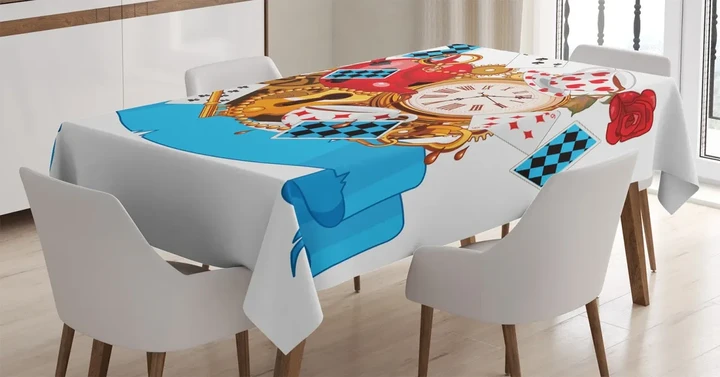 Fantasy World Art On White Design Printed Tablecloth Home Decor