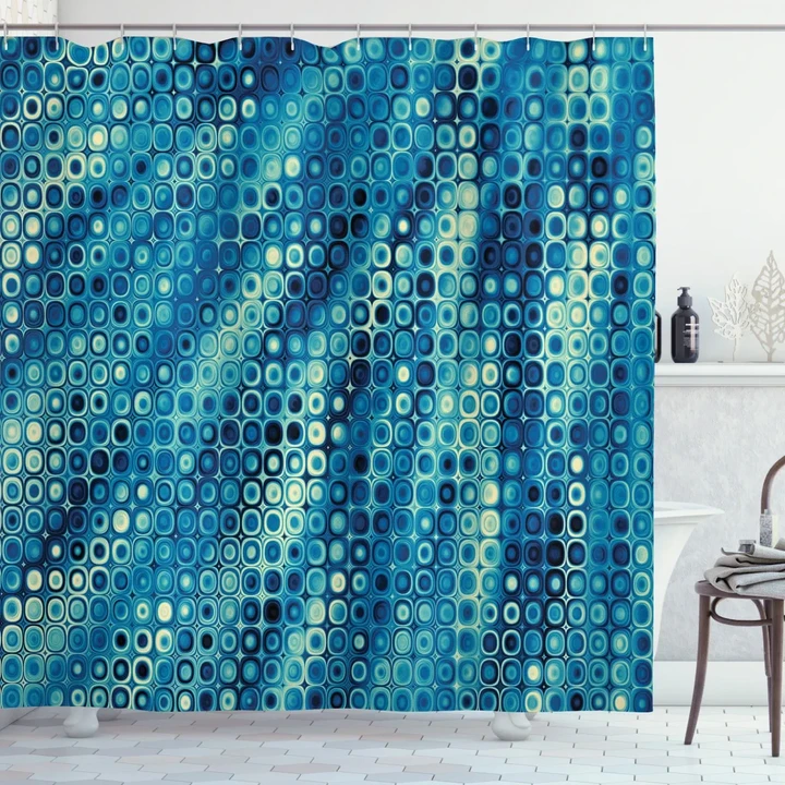 Mosaic Geometric Style Printed Shower Curtain Bathroom Decor