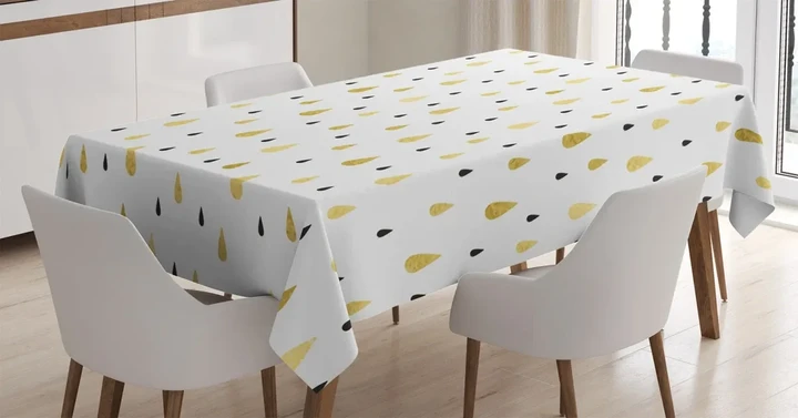 Raindrops Glimmer On White Design Printed Tablecloth Home Decor