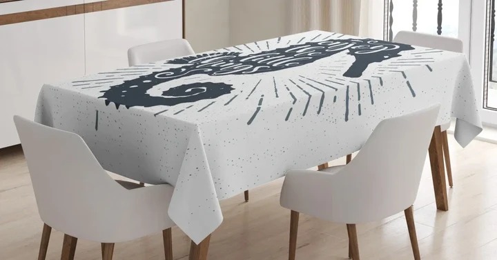 Uplifting Phrase Seahorse Design Printed Tablecloth Home Decor