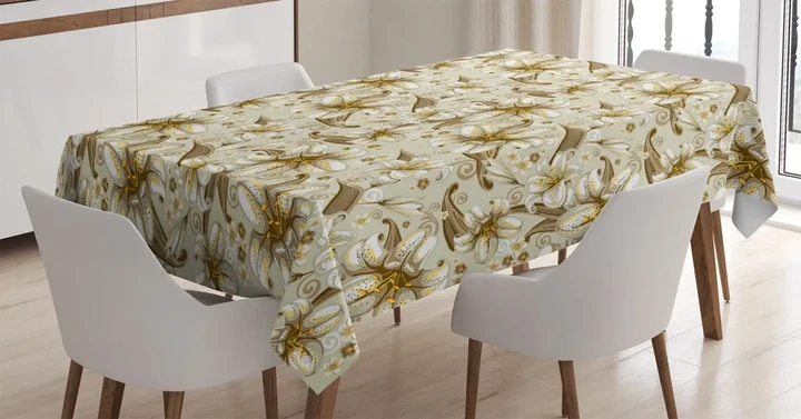 Blooming Flowers Petals Design Printed Tablecloth Home Decor