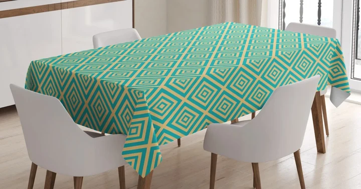 Geometric Contemporary Green Design Printed Tablecloth Home Decor