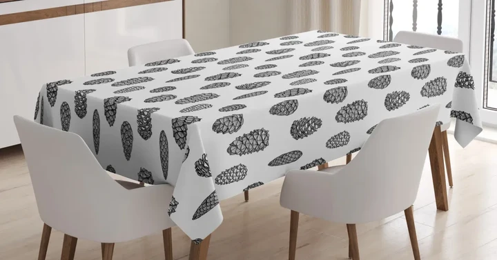 Hand Drawn Fall Conifers Design Printed Tablecloth Home Decor