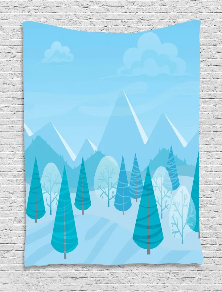 Christmas Pines Alps Design Printed Wall Tapestry Home Decor