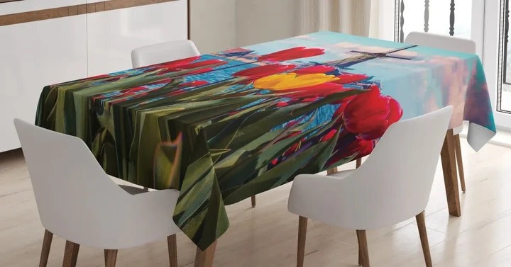 Idyllic Spring Tulips Design Printed Tablecloth Home Decor