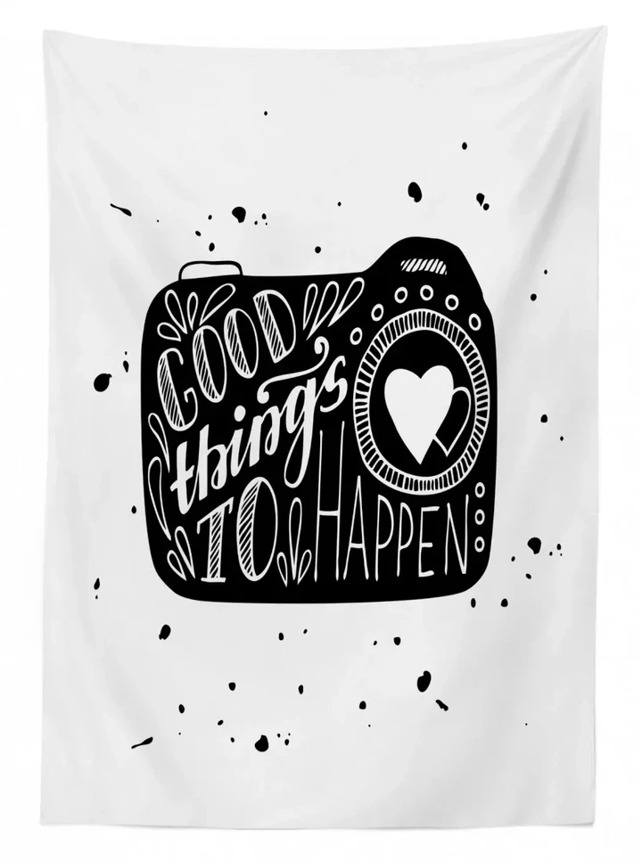 Good Things To Happen Words Design Printed Tablecloth Home Decor