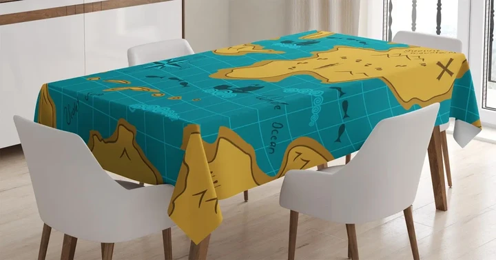 Cartoon Adventure Boats Design Printed Tablecloth Home Decor