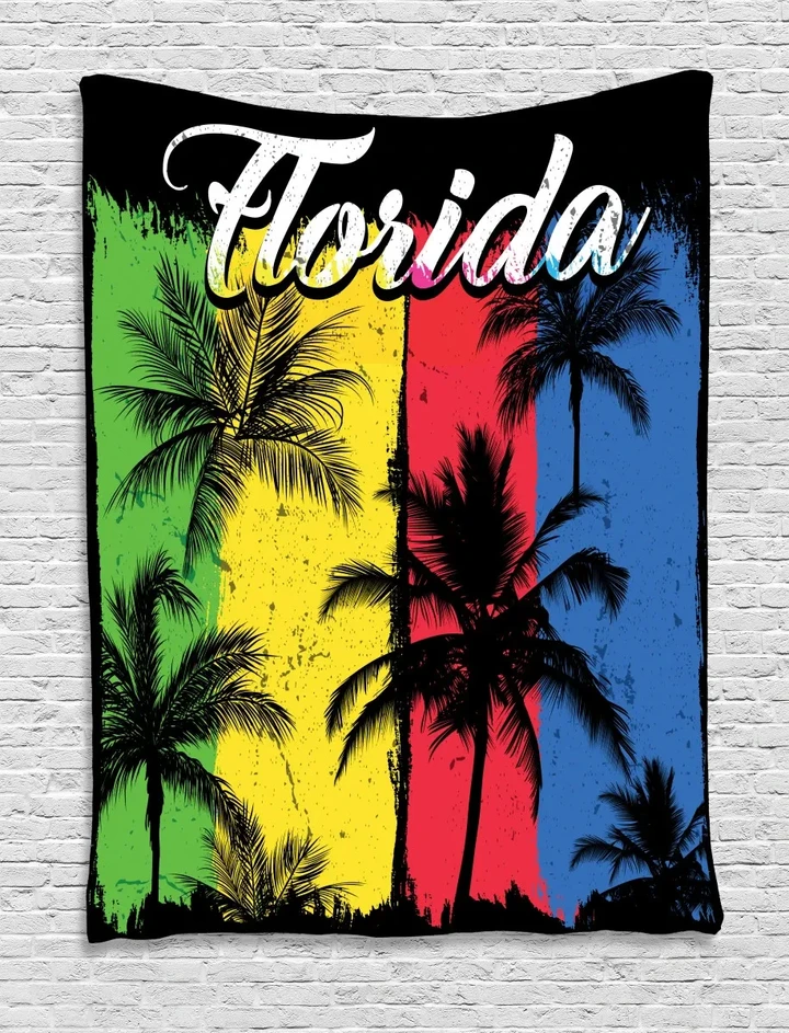 Grunge Palms Colorful Design Printed Wall Tapestry Home Decor