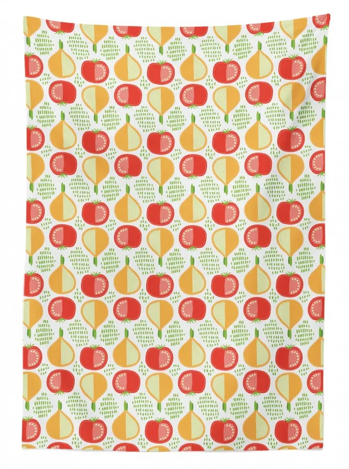 Onion And Tomato Pattern Design Printed Tablecloth Home Decor