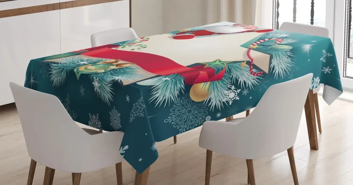 Santa Star Snowflake Design Printed Tablecloth Home Decor