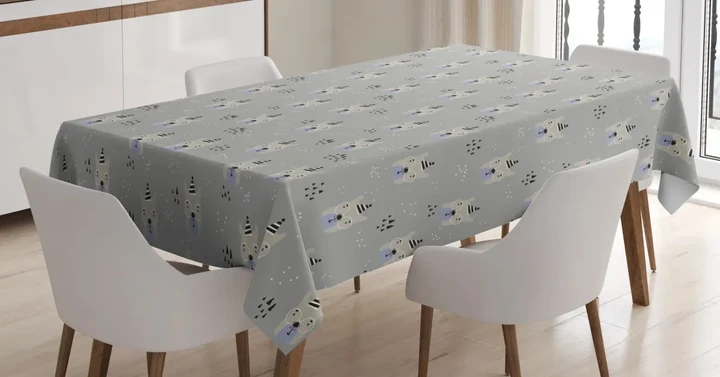 Bear Faces With Glasses Design Printed Tablecloth Home Decor