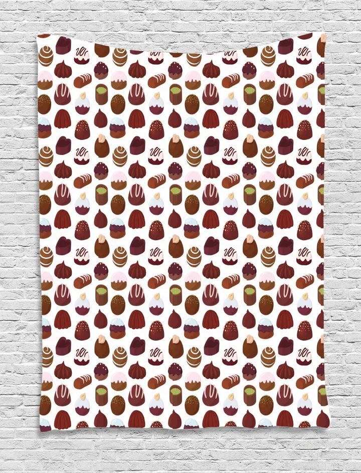 Bakery Sweets Cakes Chocolate Pattern Printed Wall Tapestry