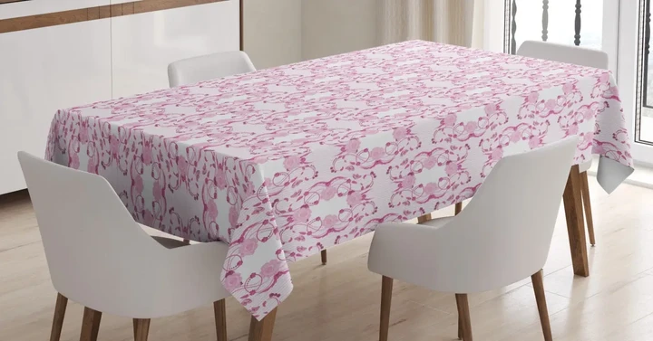 Delicate Striped Floral Printed Tablecloth Home Decor