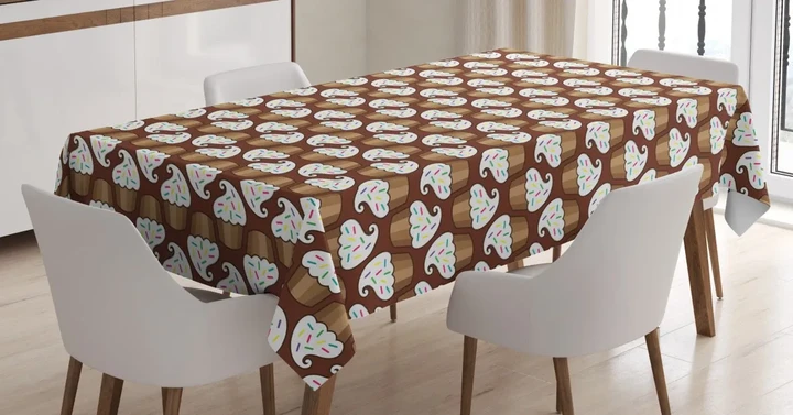 Vanilla Cream Cupcakes Design Printed Tablecloth Home Decor