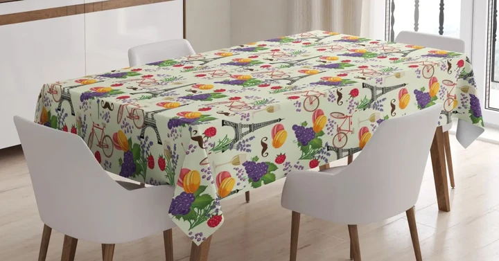 French Wine Macarons Design Printed Tablecloth Home Decor