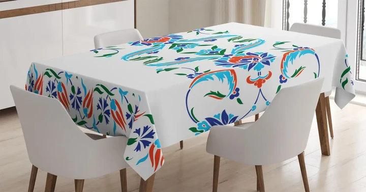 Ottoman Tulips Pattern Design Printed Tablecloth Home Decor
