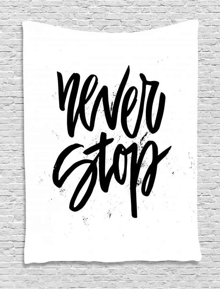 Never Stop Lettering Never Stop Pattern Printed Wall Tapestry