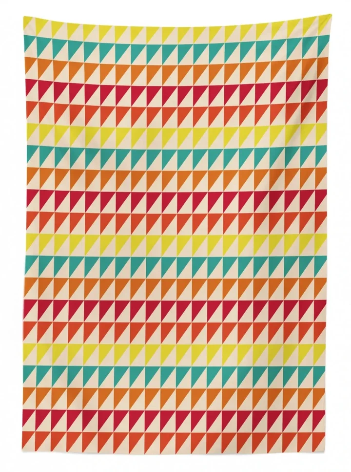 Pixelized Vivid Triangles Design Printed Tablecloth Home Decor