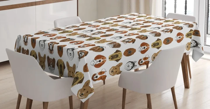 Comical Dog Caricature Design Printed Tablecloth Home Decor