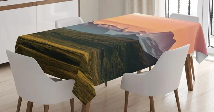 Mountains And Sunset Design Printed Tablecloth Home Decor