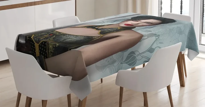 Asian Lady Samurai Design Printed Tablecloth Home Decor