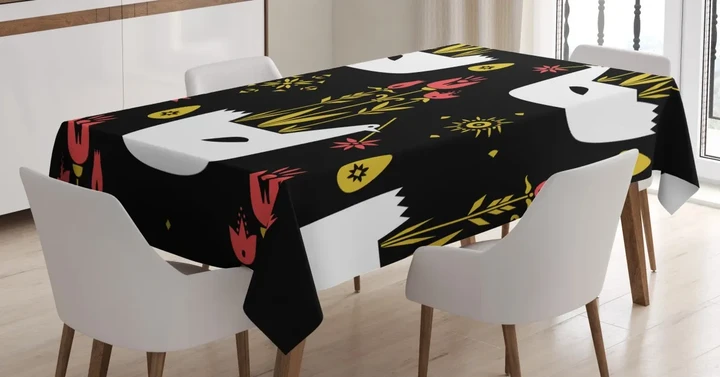 Chickens Eggs And Flowers Design Printed Tablecloth Home Decor