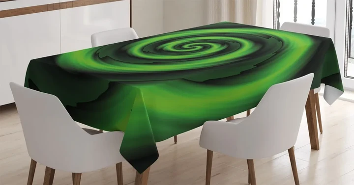 Abstract Spirals Green Design Printed Tablecloth Home Decor