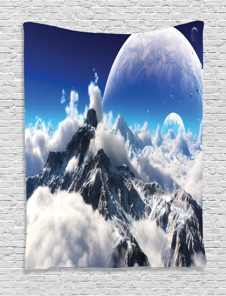 Snow Capped Mountain Design Printed Wall Tapestry Home Decor