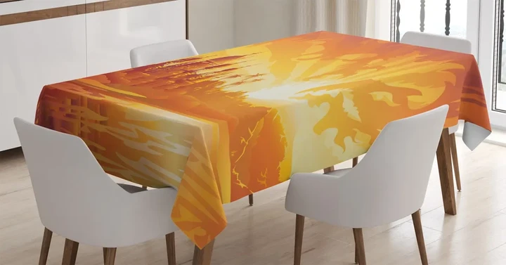 Orange City Sky Palace Design Printed Tablecloth Home Decor