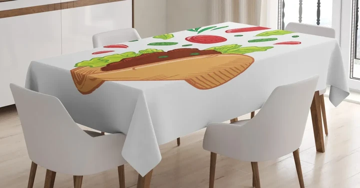 Mexican Tortilla With Veggies Printed Tablecloth Home Decor