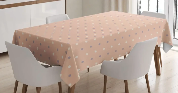 Retro Vintage Lilac Dots Design Printed Tablecloth Home Decor