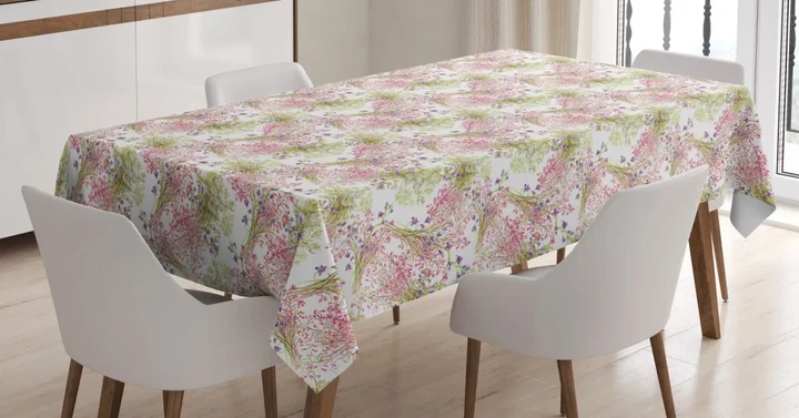 Rural Wild Flower Bunches Design Printed Tablecloth Home Decor