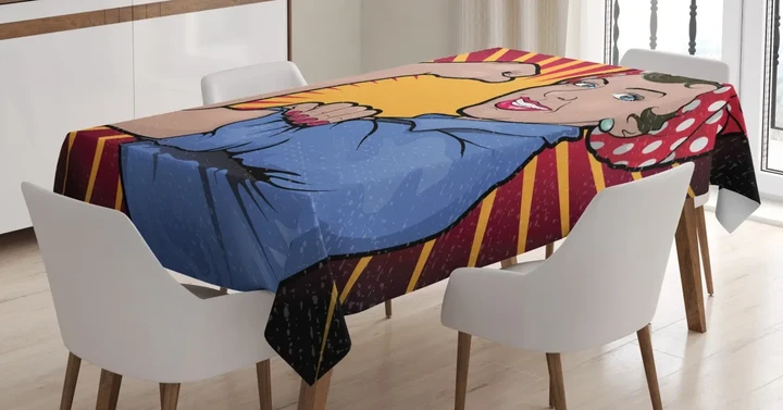 Retro Powerful Woman Design Printed Tablecloth Home Decor