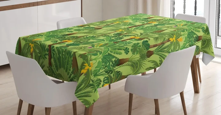 Tropic Forest Foliage Leaves Design Printed Tablecloth Home Decor