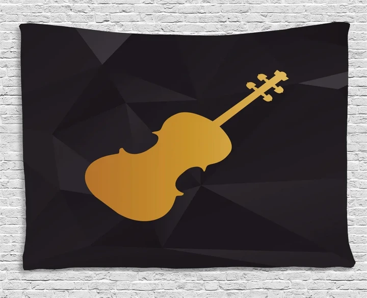 Instrument Silhouette Design Printed Wall Tapestry Home Decor