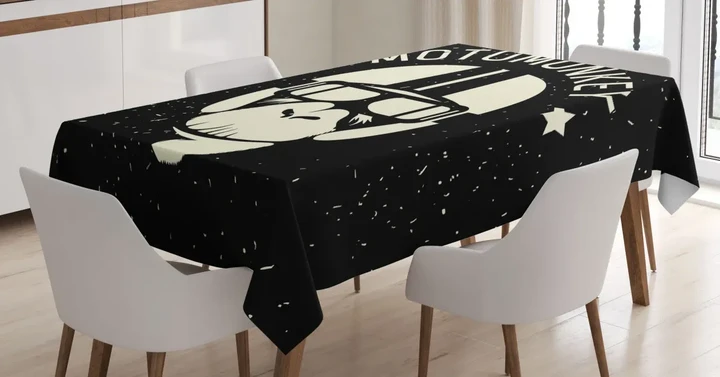 Alien Monkey Sign Black Design Printed Tablecloth Home Decor