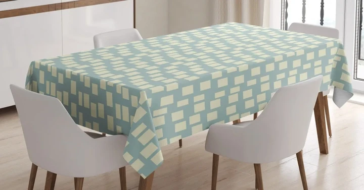 Big Small Squares Tile Design Printed Tablecloth Home Decor
