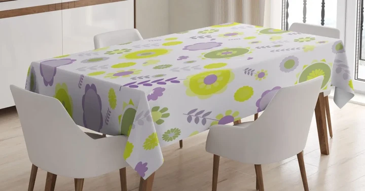 Funky Flowers Pattern Design Printed Tablecloth Home Decor