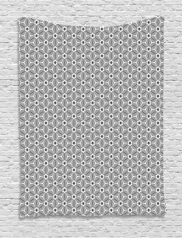 Retro Diamonds Stars Black And White Pattern Printed Wall Tapestry