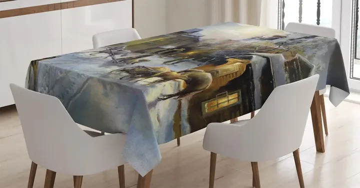 Winter Rural Landscape Design Printed Tablecloth Home Decor