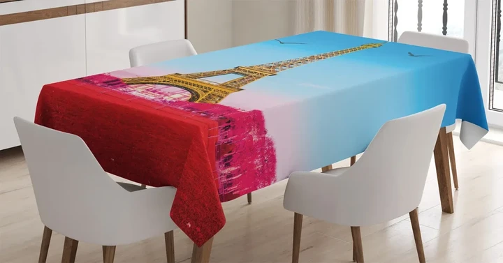Abstract Grass Eiffel Tower Design Printed Tablecloth Home Decor