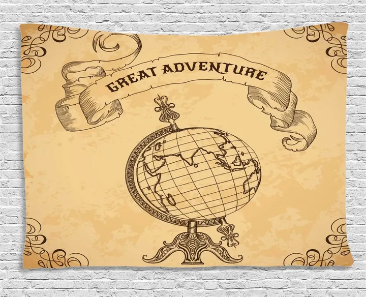 Adventure Words Design Printed Wall Tapestry Home Decor