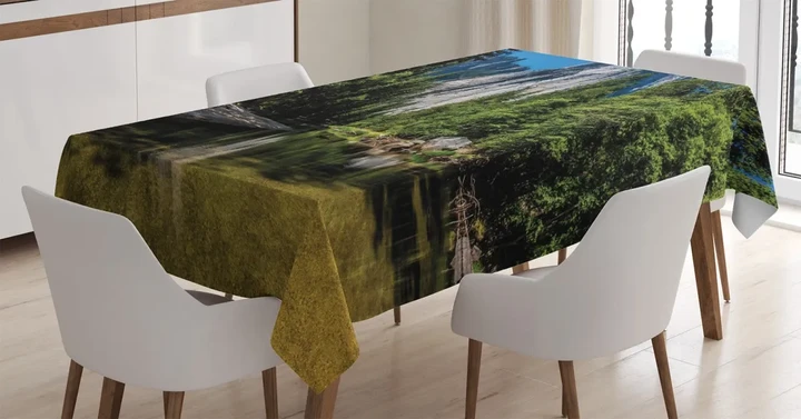 Granite Cliff River Design Printed Tablecloth Home Decor
